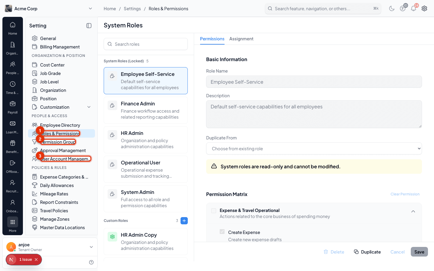 Sidebar People & Access