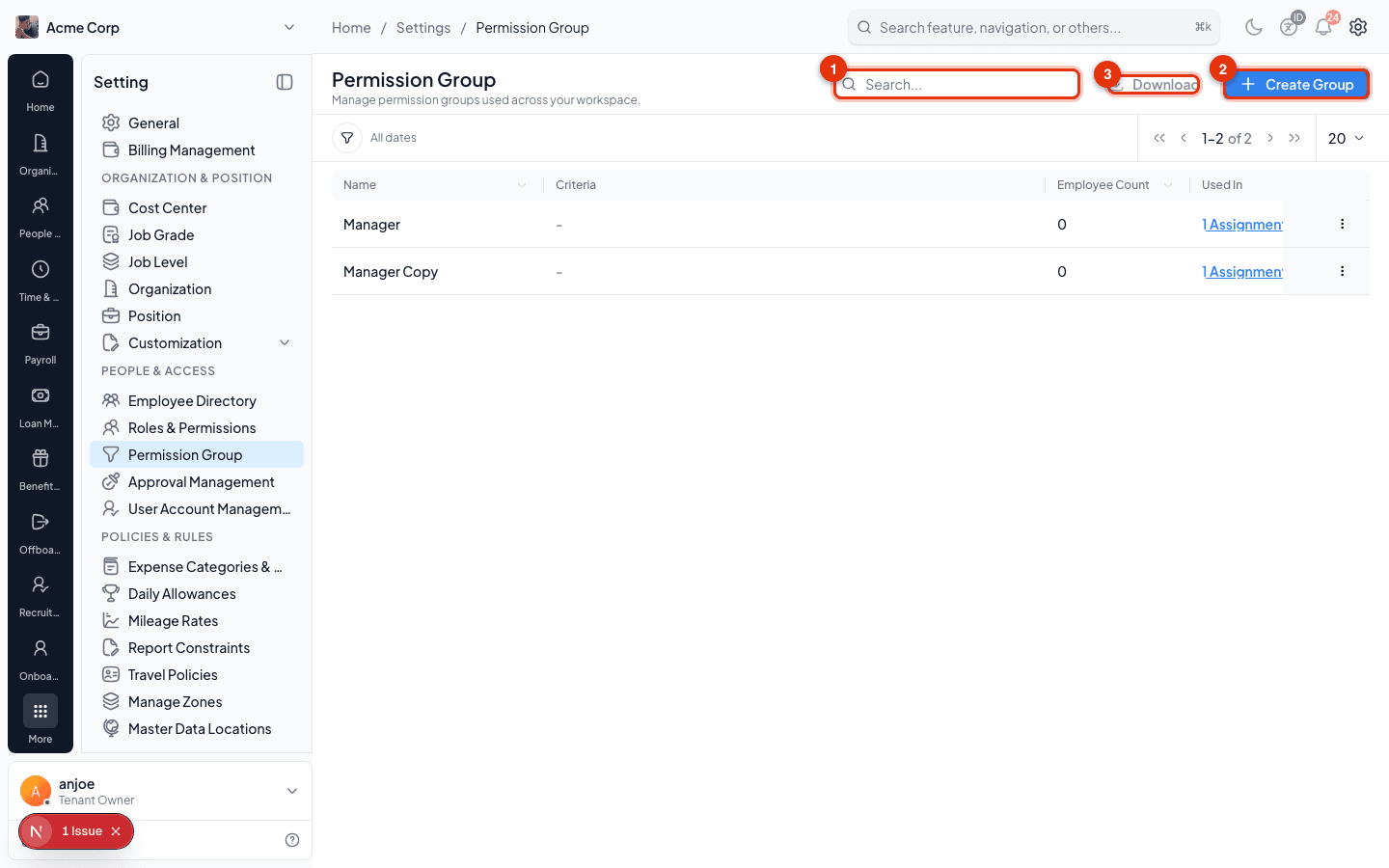 Daftar Permission Group