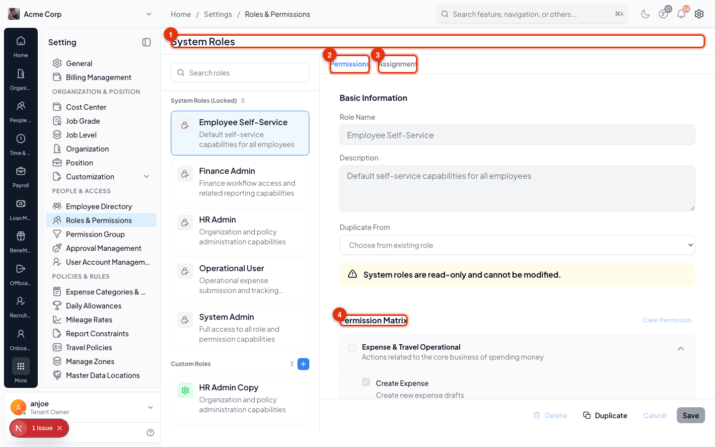 Roles & Permissions